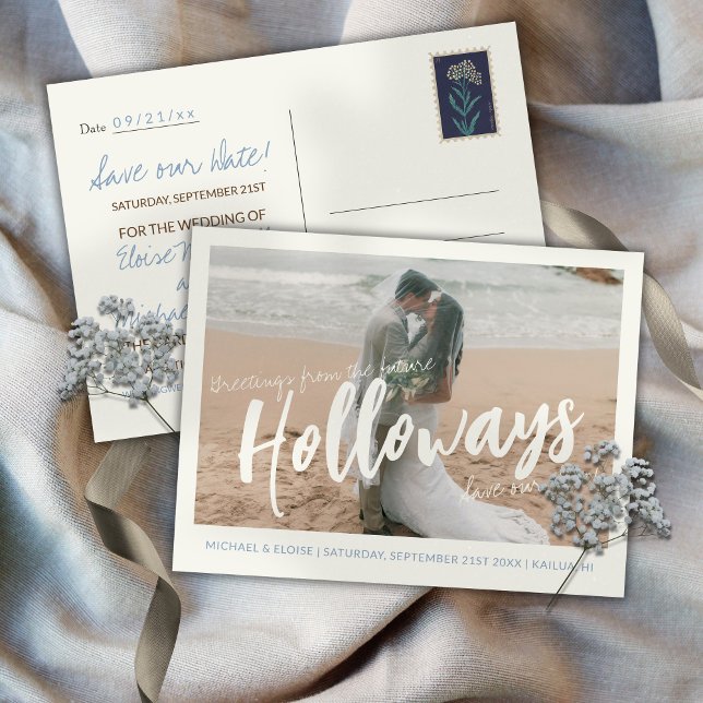 Postal De Anuncios Simple Photo Destination Wedding Save the Date  (Simple Photo Destination Wedding Save the Date Announcement Postcard)