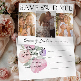 Postal De Anuncios Simple Save the Date 3 Photo & Floral Wedding