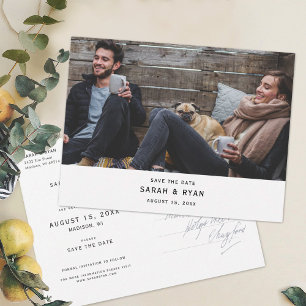 Postal De Anuncios Simple Save the Dates con foto horizontal