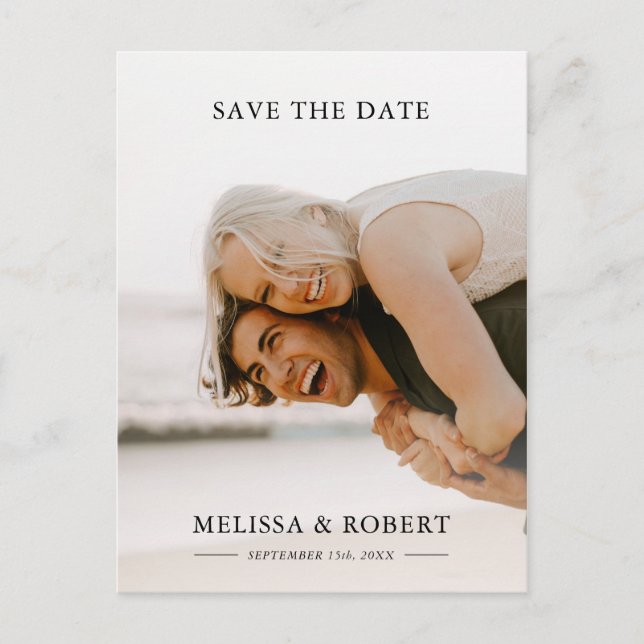 Postal De Anuncios Simple Superposición Blanca Guardar la Fecha | FOT (Anverso)