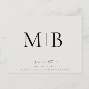 Postal De Anuncios Simple y elegante monograma beige para salvar la f