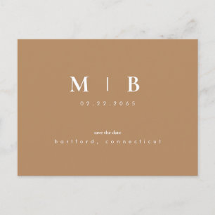 Postal De Anuncios Simple y elegante monograma caramelo salvar la fec