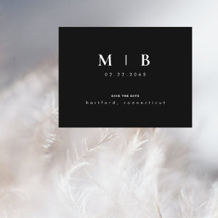 Postal De Anuncios Simple y Elegante Monograma de Boda para Guardar l