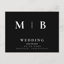 Postal De Anuncios Simple y Elegante Monograma de Boda para Guardar l