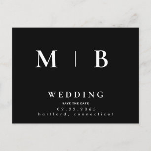 Postal De Anuncios Simple y Elegante Monograma de Boda para Guardar l