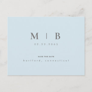 Postal De Anuncios Simple y Elegante Monograma Sky Save the Date