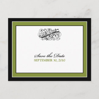 Postal De Anuncios Simplemente Elegante Black/Olive Save the Date