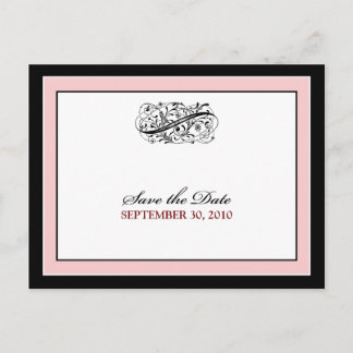 Postal De Anuncios Simplemente Elegante Negro/Rosa Bebé Salva la Fech