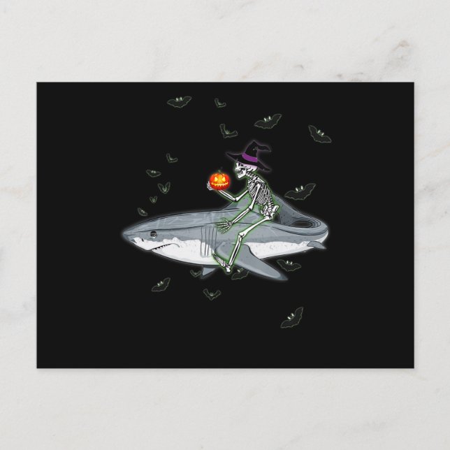 Postal De Anuncios Skeleton Riding Shark - Gracioso regalo de tiburón (Anverso)