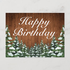 Postal De Anuncios Snowowy Wood Forest Country Feliz Cumpleaños