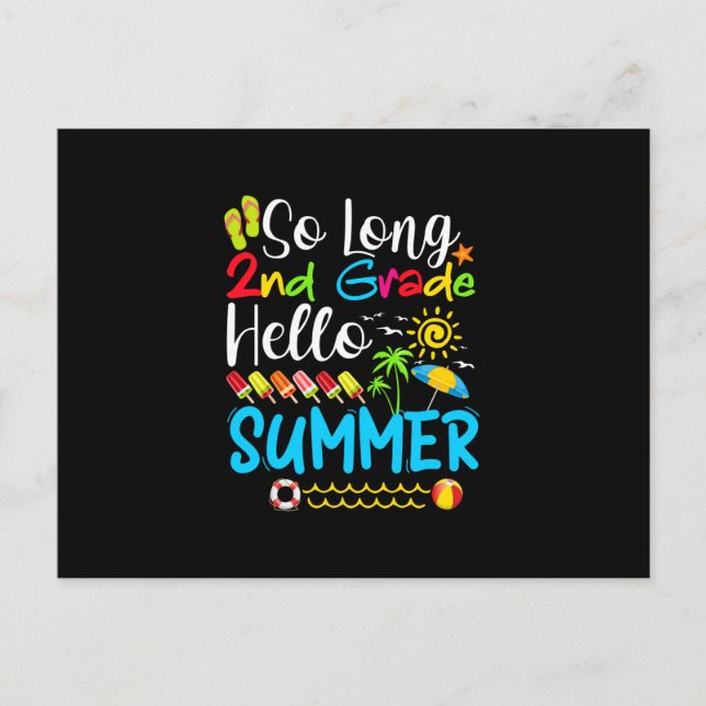 Postal De Anuncios So Long 2nd Grade Hello Summer Last Day Of School. (Anverso)
