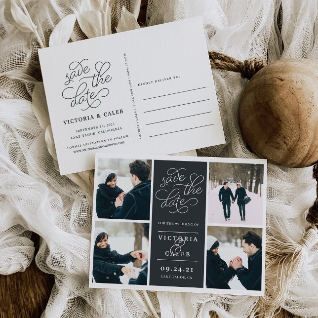 Postal De Anuncios Solicitud Romántica | Colaje de Fotos Guardar la F (Subido por el creador)