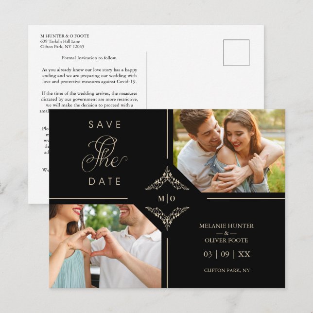 Postal De Anuncios Sophisticated Flourish Wedding Initials Ornamental (Anverso / Reverso)