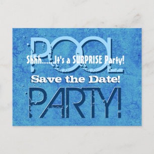 Postal De Anuncios Sorpresa Cumpleaños Fiesta de Piscina Save the Dat