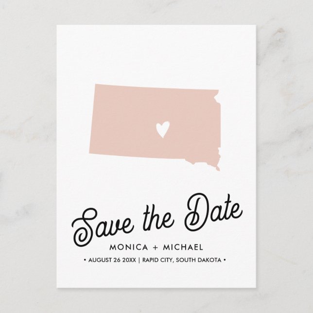 Postal De Anuncios SOUTH DAKOTA Boda de Destino en el Estado CUALQUIE (Anverso)