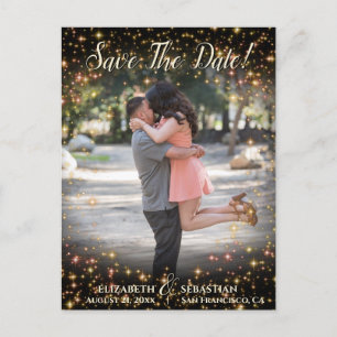 Postal De Anuncios Sparkle Stars Foto Boda superpuesta Guardar la fec