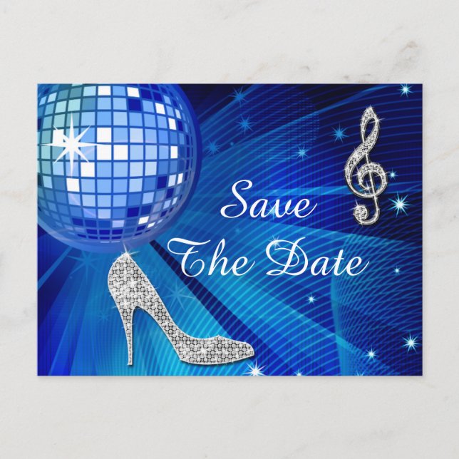 Postal De Anuncios Sparkly Stiletto Heel 50º cumpleaños Save The Date (Anverso)