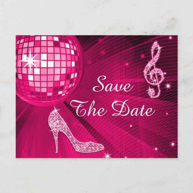 Postal De Anuncios Sparkly Stiletto Heel 50º cumpleaños Save The Date (Anverso)