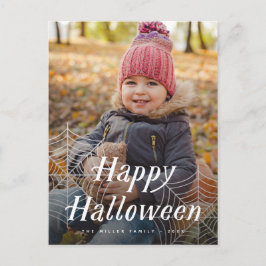 Postal De Anuncios Spider Web Happy Halloween Photo Card