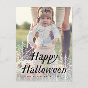 Postal De Anuncios Spider Web Happy Halloween Photo Card