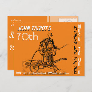 Postal De Anuncios Sprinkler o Fireman 70th Birthday Save The Date