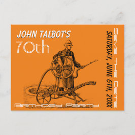 Postal De Anuncios Sprinkler o Fireman 70th Birthday Save The Date