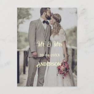 Postal De Anuncios Sr & Sra agregar nombre de familia foto fecha boda