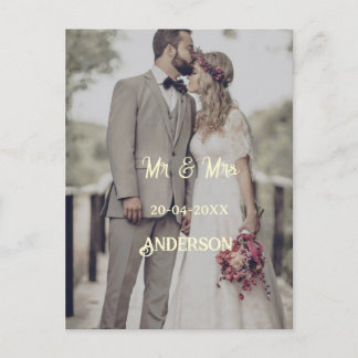 Postal De Anuncios Sr & Sra agregar nombre de familia foto fecha boda
