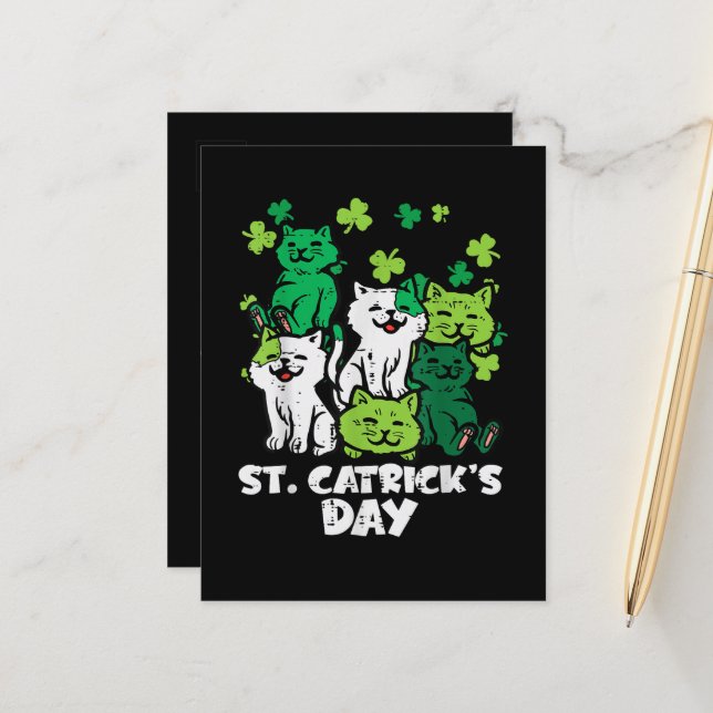 Postal De Anuncios St Patricks Catricks Day Cats Saint Pattys (Anverso/Reverso In Situ)