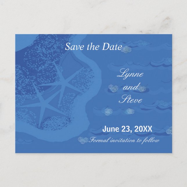 Postal De Anuncios Starfish and Ocean Save the Date (Anverso)