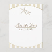 Starfish Tan Striped Modern Beach Save the Date