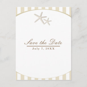 Postal De Anuncios Starfish Tan Striped Modern Beach Save the Date