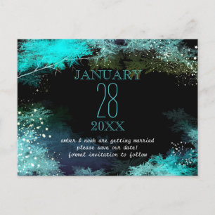 Postal De Anuncios Starry Turquoise Forest Boho Wedding Save the Date