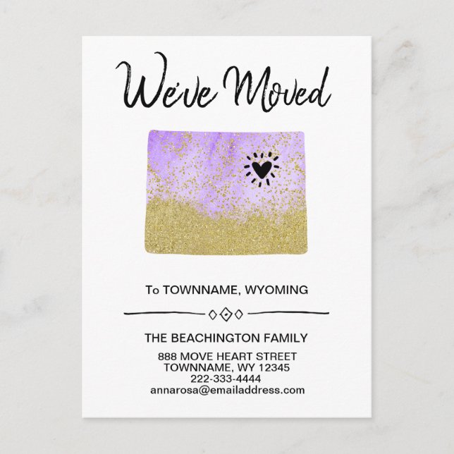 Postal De Anuncios *~* STATE WYOMING - Nueva dirección - Moviéndose (Anverso)