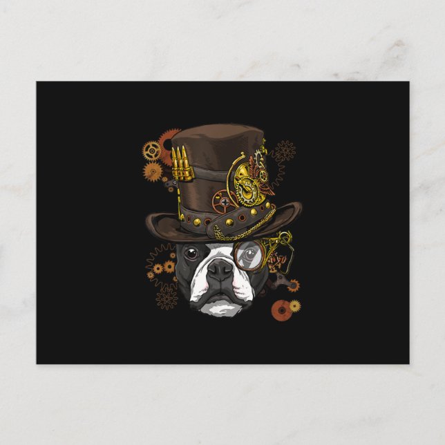 Postal De Anuncios Steampunk Boston Terrier Dog Shirt Steampunk Lover (Anverso)
