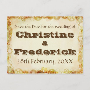 Postal De Anuncios Steampunk Wedding, save the date postcard