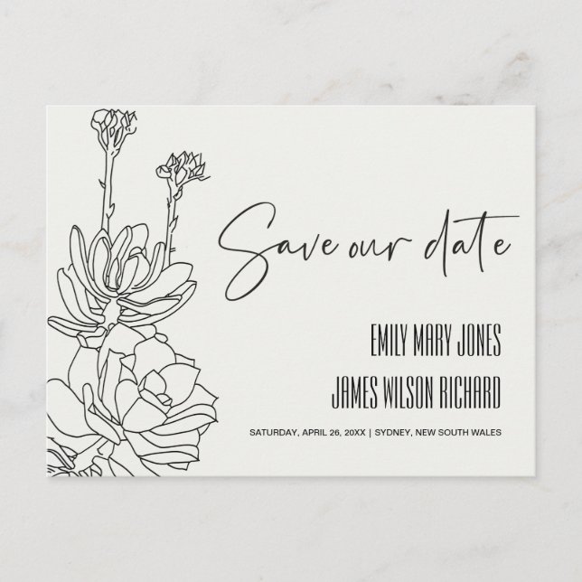 POSTAL DE ANUNCIOS SUCCULENT SKETCH DEL CACTI DEL DESIERTO NEGRO GUAR (Anverso)