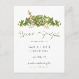 Postal De Anuncios Suculentas Boda Rústica guardar la fecha