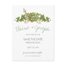 Suculentas Boda Rústica guardar la fecha