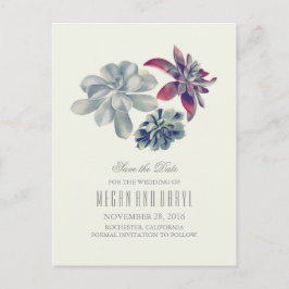 Postal De Anuncios suculentas floral romántico guardar la fecha