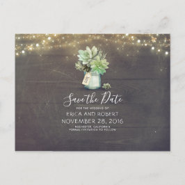 Postal De Anuncios Suculento Mason Jar Rustic Save the Date