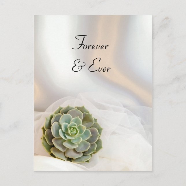 Postal De Anuncios Suculento verde en la boda blanca salva la fecha (Anverso)