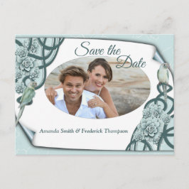 Postal De Anuncios Suculentos en aguas en azul de menta / verde pálid