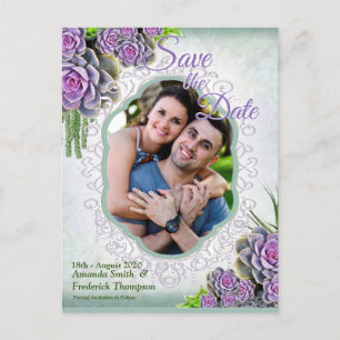 Postal De Anuncios Suculentos matices de SeaGreen, violeta salva la f