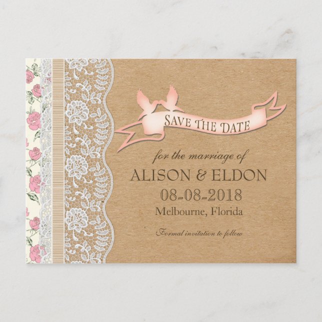 Postal De Anuncios Sueños de encaje románticos con las flores (Anverso)