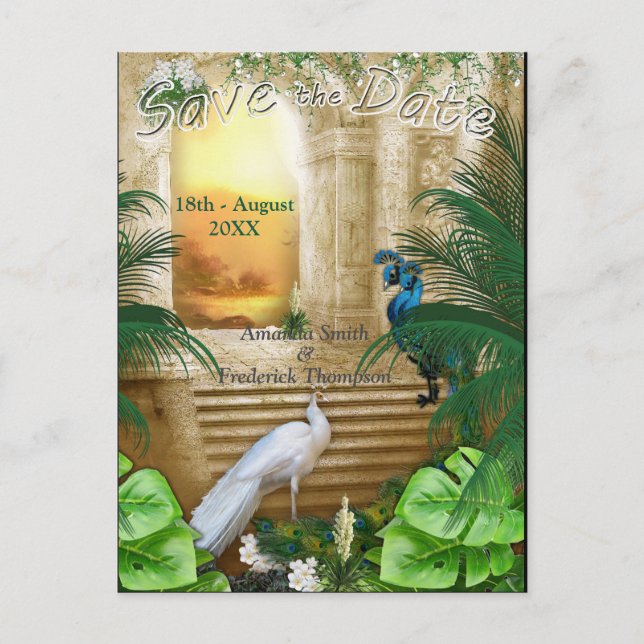 Postal De Anuncios Sueños del templo real del pavo real de oro (Anverso)