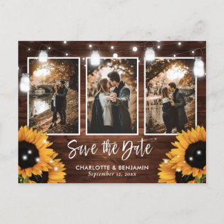 Postal De Anuncios Sunflower Mason Jar Barn Wood Photo Save The Date