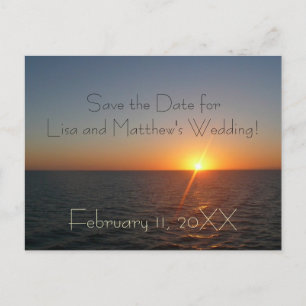 Postal De Anuncios Sunrise at Sea Save the Date Postcard