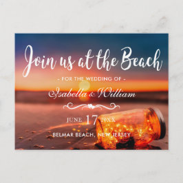 Postal De Anuncios Sunset Beach Mason Jar Blue Night Save the Date