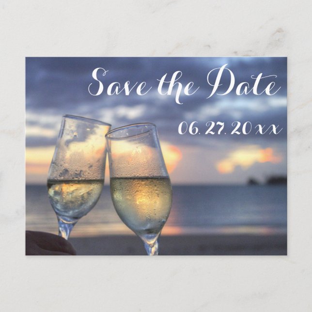 Postal De Anuncios Sunset Beach Wedding Salven La Fecha (Anverso)